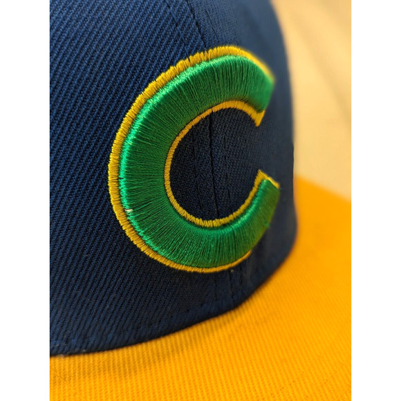 New Era 59Fifty Chicago Cubs Hat Fitted Cap 7-3/8 Rare Colorway Blue Gold Green - Picture 12 of 12
